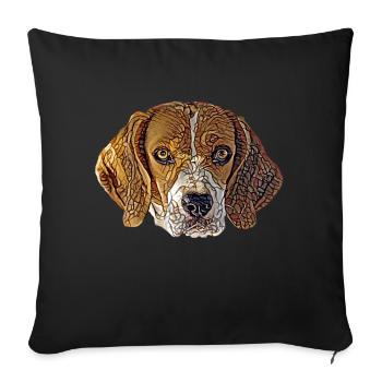 Visage de Beagle - Housse de coussin décorative 45 x 45 cm - noir - Devant