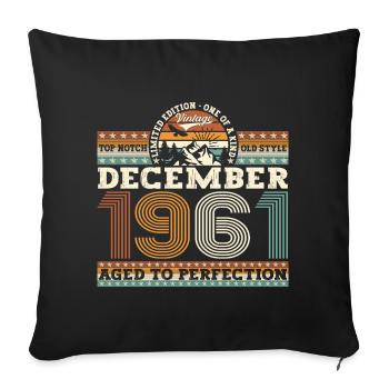 Born December 1961 61st birthday gift - Sofa pillowcase 17,3'' x 17,3'' (45 x 45 cm) - black - Front