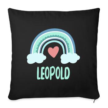 Leopold Name Rainbow Baby - Sofa pillowcase 17,3'' x 17,3'' (45 x 45 cm) - black - Front