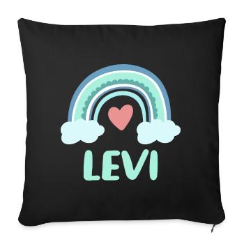 Levi Name Rainbow Baby - Sofa pillowcase 17,3'' x 17,3'' (45 x 45 cm) - black - Front