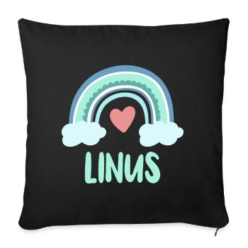 Linus Name Rainbow Baby - Sofa pillowcase 17,3'' x 17,3'' (45 x 45 cm) - black - Front