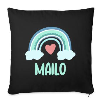 Mailo Name Regenbogen Baby - Sofakissenbezug 45 x 45 cm - Schwarz - Vorne