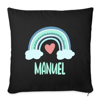 Manuel Name Regenbogen Baby - Sofakissenbezug 45 x 45 cm - Schwarz - Vorne