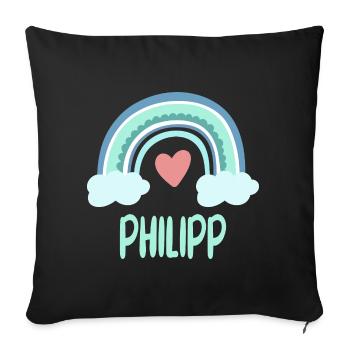 Phillip Name Rainbow Baby - Sofa pillowcase 17,3'' x 17,3'' (45 x 45 cm) - black - Front