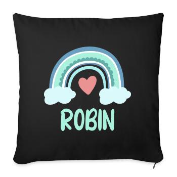 Robin Name Rainbow Baby - Sofa pillowcase 17,3'' x 17,3'' (45 x 45 cm) - black - Front