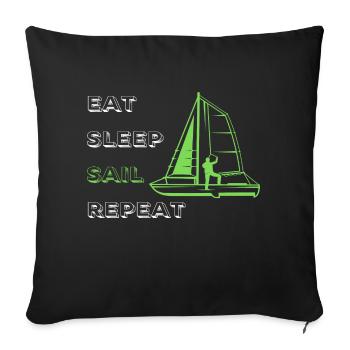 Eat Sleep Sail Repeat - Sofa pillowcase 17,3'' x 17,3'' (45 x 45 cm) - black - Front
