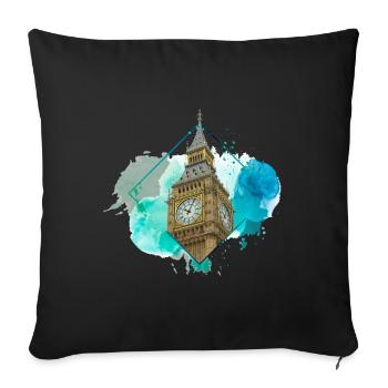London England UK Stadt Skyline Splash Bunt - Sofakissenbezug 45 x 45 cm - Schwarz - Vorne