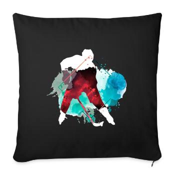 Eishockey Eishockeyspieler Spieler Bunt Splash - Sofakissenbezug 45 x 45 cm - Schwarz - Vorne