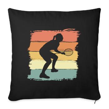 Badminton Frauen Retro Vintage Badminton Geschenk - Sofakissenbezug 45 x 45 cm - Schwarz - Vorne