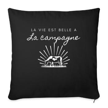 La vie est belle à la campagne - Housse de coussin décorative 45 x 45 cm - noir - Devant