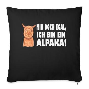 Alpaka, Mir doch egal, Spruch - Sofakissenbezug 45 x 45 cm - Schwarz - Vorne