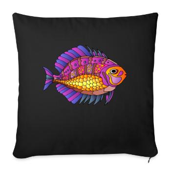 Colorful fish - Sofa pillowcase 17,3'' x 17,3'' (45 x 45 cm) - black - Front
