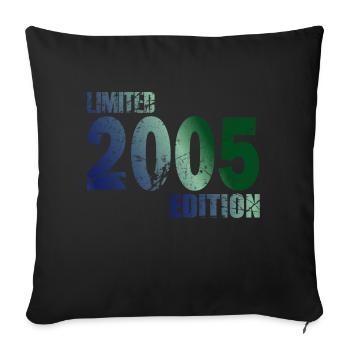 2005 né - fête son 18e anniversaire - adulte - Housse de coussin décorative 45 x 45 cm - noir - Devant