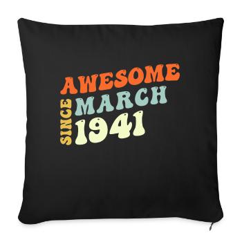 Groovy 82 ans Génial depuis mars 1941 82ème - Housse de coussin décorative 45 x 45 cm - noir - Devant