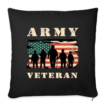 Vétéran de l'armée avec drapeau américain - Housse de coussin décorative 45 x 45 cm - noir - Devant