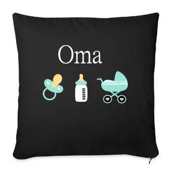 Oma 2023 Geburt Junge Vorlage personalisierbar - Sofakissenbezug 45 x 45 cm - Schwarz - Vorne