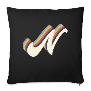 letter n - Sofa pillowcase 17,3'' x 17,3'' (45 x 45 cm) - black - Front