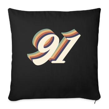 91st anniversary vintage - Sofa pillowcase 17,3'' x 17,3'' (45 x 45 cm) - black - Front