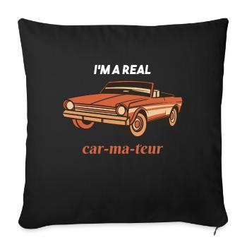 Je suis un vrai CAR-MA-TEUR Funny Retro Car Lover - Housse de coussin décorative 45 x 45 cm - noir - Devant
