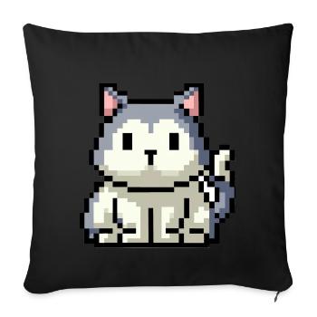 8bit 16bit verpixelt Katze - Sofakissenbezug 45 x 45 cm - Schwarz - Vorne
