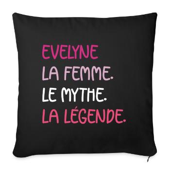 evelyne la femme le mythe la légende - Housse de coussin décorative 45 x 45 cm - noir - Devant