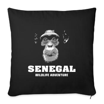 Senegal - Chimpanzees - Sofa pillowcase 17,3'' x 17,3'' (45 x 45 cm) - black - Front