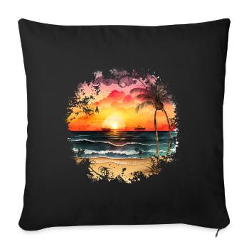 Sunset to Tropical Beach - Sofa pillowcase 17,3'' x 17,3'' (45 x 45 cm) - black - Front