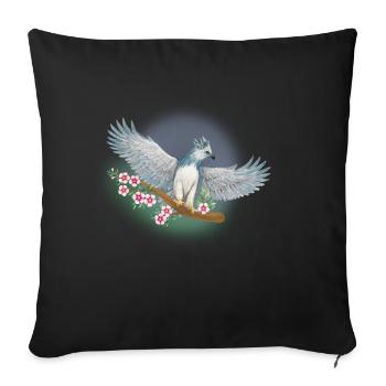 Harpie sur branche avec des fleurs - Housse de coussin décorative 45 x 45 cm - noir - Devant
