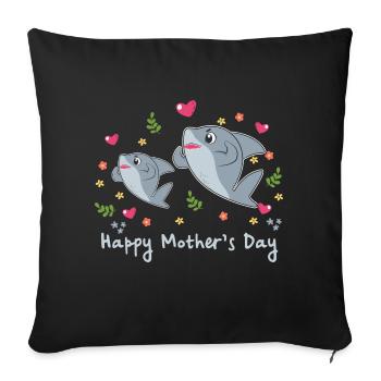 Animal Mom Shark for Mother s Day - Sofa pillowcase 17,3'' x 17,3'' (45 x 45 cm) - black - Front