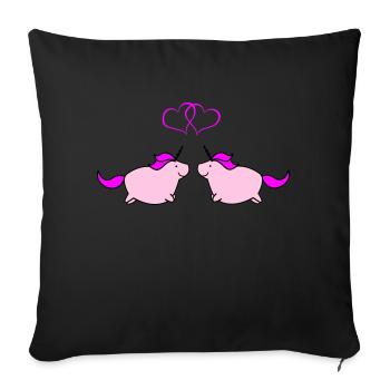 fat unicorns love - Sofakissenbezug 45 x 45 cm - Schwarz - Vorne