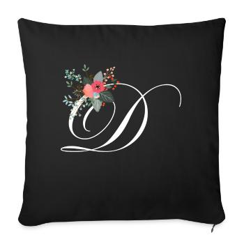 Lettre d fleuris - Housse de coussin décorative 45 x 45 cm - noir - Devant