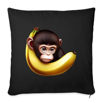 Banane à cache-cache de singe - Housse de coussin décorative 45 x 45 cm - noir - Devant