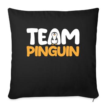 Tiermotiv Team Pinguin - Sofakissenbezug 45 x 45 cm - Schwarz - Vorne
