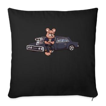 Ours en peluche rapide et en colère - Housse de coussin décorative 45 x 45 cm - noir - Devant