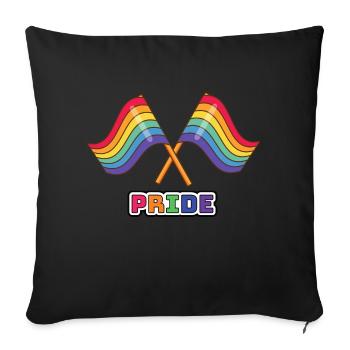 Mois de la fierté gay LGBT Drapeaux d’amour arc-en-ciel gay - Housse de coussin décorative 45 x 45 cm - noir - Devant