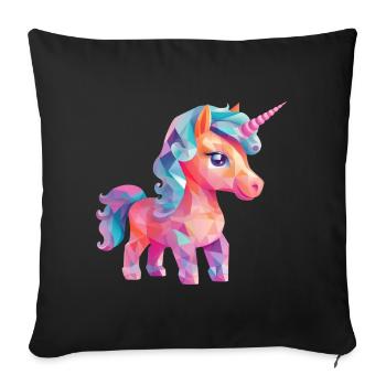 Unicorn Modern Polygon Design - Sofakissenbezug 45 x 45 cm - Schwarz - Vorne