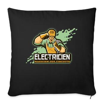 Electricien Humour Magicien Des Circuits - Housse de coussin décorative 45 x 45 cm - noir - Devant