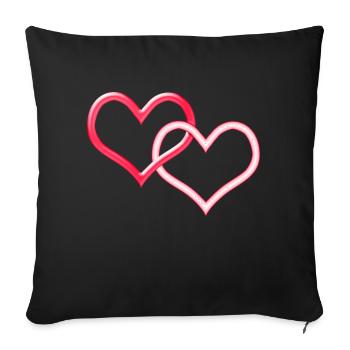 Deux cœurs connectés - Housse de coussin décorative 45 x 45 cm - noir - Devant