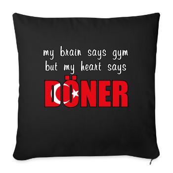 Mon cœur dit Döner - Housse de coussin décorative 45 x 45 cm - noir - Devant