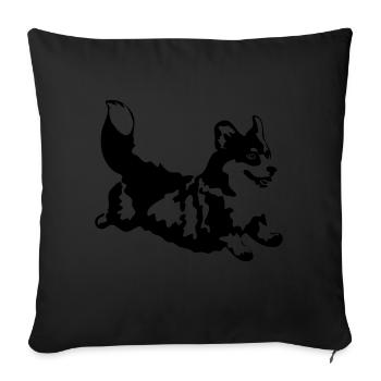 Corgi - Sofa pillowcase 17,3'' x 17,3'' (45 x 45 cm) - black - Front