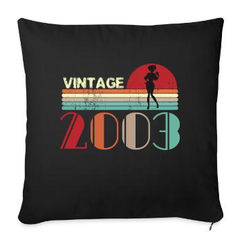 Vintage 2003 Anniversaire rétro sunset design - Housse de coussin décorative 45 x 45 cm - noir - Devant