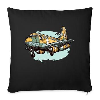Passenger aircraft - Sofa pillowcase 17,3'' x 17,3'' (45 x 45 cm) - black - Front