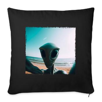 Alien Beach Selfie - Sofa pillowcase 17,3'' x 17,3'' (45 x 45 cm) - black - Front