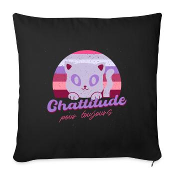Chattitude - cadeau chat - amoureuse des chats - Housse de coussin décorative 45 x 45 cm - noir - Devant