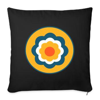 Flower, Blue Flower, Floral, Colorful, Hippie, Retro - Sofa pillowcase 17,3'' x 17,3'' (45 x 45 cm) - black - Front
