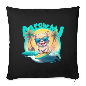 Kitty Surfer - Sofa pillowcase 17,3'' x 17,3'' (45 x 45 cm) - black - Front