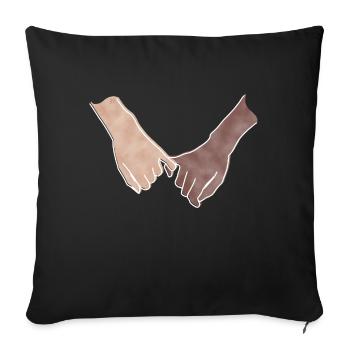 "You and Me", Boho Line Art Design, Series "Hands" - Sofa pillowcase 17,3'' x 17,3'' (45 x 45 cm) - black - Front
