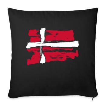 Dänemark Flagge / Pinsel Striche - Sofakissenbezug 45 x 45 cm - Schwarz - Vorne