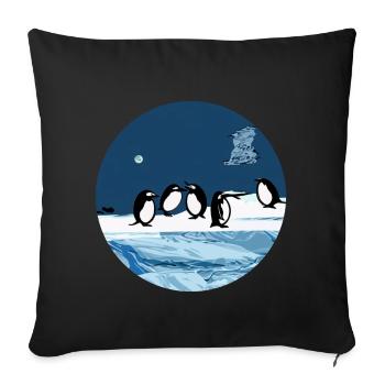 Charmantes Pinguin Abenteuer - Entdecke die Kälte - Sofakissenbezug 45 x 45 cm - Schwarz - Vorne