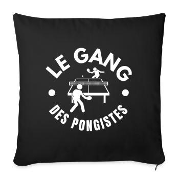 pongiste, tennis de table, ping- pong - Housse de coussin décorative 45 x 45 cm - noir - Devant